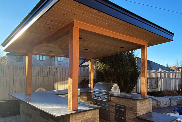 Backyard wood pavilion